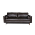 Mid Century Tufted Leather Sofa Espresso Leather 3 Seat