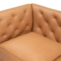 92.52 Inch Genuine Leather Couch 3 Seater Sofa With Tufted Back,Grain Leather Couch With Feather,Comfy Sofa For Living Room, Comfy Sofa Couch With Extra Deep Seats,Tan Tan Genuine Leather 3 Seat