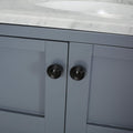 61'' Bathroom Vanity With Marble Top & Double Ceramic Sinks, 4 Doors, 2 Drawers, Open Shelf, Gray Gray Mdf