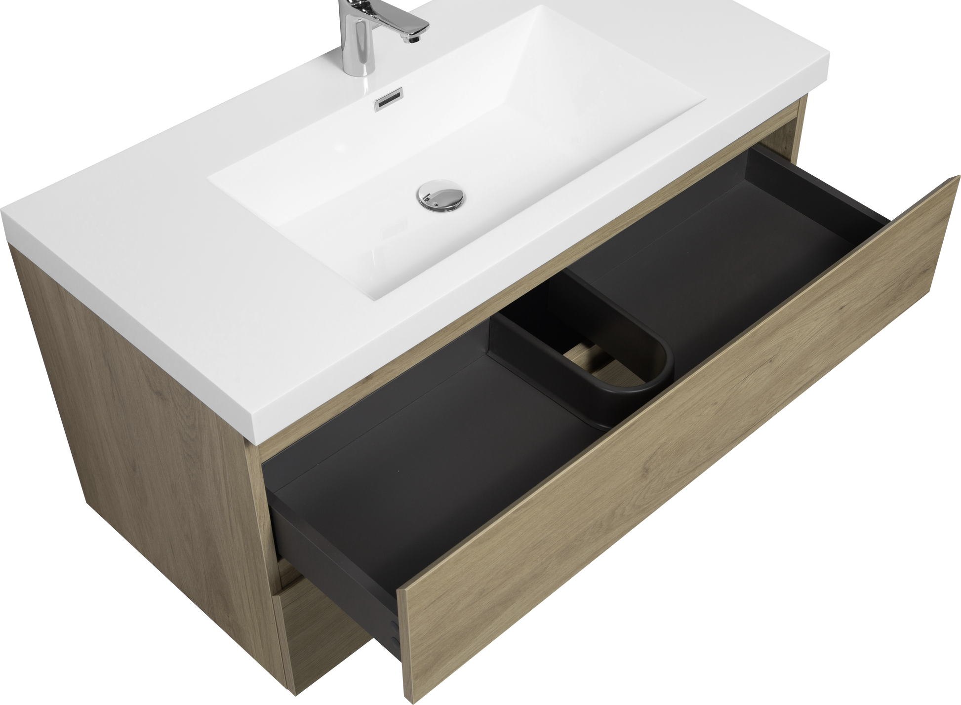 42" Floating Bathroom Vanity With Sink, Modern Wall Mounted Bathroom Storage Vanity Cabinet With Resin Top Basin And Soft Close Drawers, Natural Oak 24V11 42No 2 Oak Bathroom Wall Mounted Wood