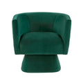 1Pc Swivel Chair Green Velvet Fabric Upholstery Solid Wood Diamond Pattern Stitched Back Comfort Chair Living Room Furniture Green Primary Living Space Contemporary Plywood,Solid Wood