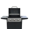 Propane Gas Grill 3 Burner Barbecue Grill, Stainless Steel 26,000 Btu Patio Garden Barbecue Grill With Two Shelves, Lid, Wheels And Bottle Opener Black Iron