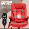 Homcom High Back Vibration Massage Office Chair With 6 Vibration Points, Heated Reclining Pu Leather Computer Chair With Armrest And Remote, Red Red Pu