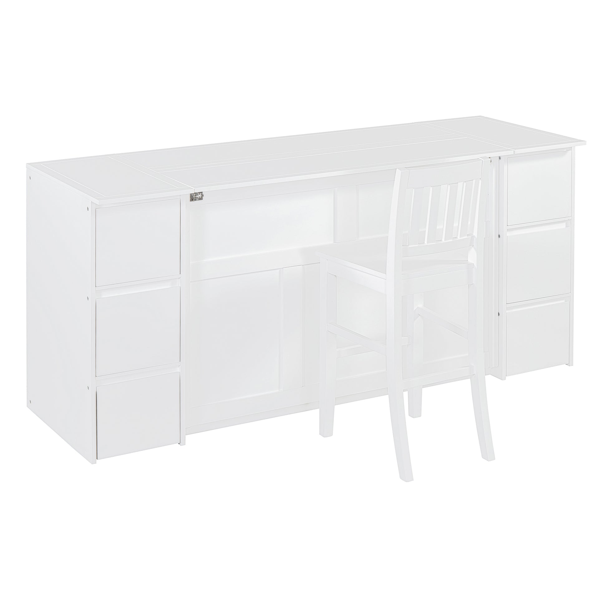 Full Size Murphy Bed With Drawers, Cabinets And Usb Ports,White Full White Mdf Lvl