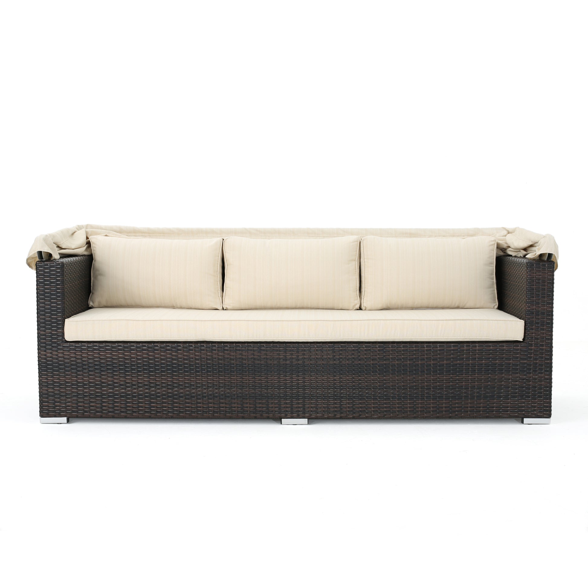 Glaros Sofa Set With Canopy Brown Beige Brown Pe Rattan Iron