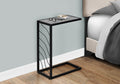 Accent Table, C Shaped, End, Side, Snack, Living Room, Bedroom, Grey Laminate, Black Metal, Contemporary, Modern Grey Metal