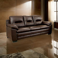 Contemporary Sofa Inwith Tufted Back, Brown Brown Leather