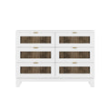 4 Pieces Bedroom Sets, Queen Size Farmhouse Platform Bed With Wooden Strip Decoration, Storage Nightstand And Dresser With Metal Handle, White Queen White 4 Piece Set Particle Board