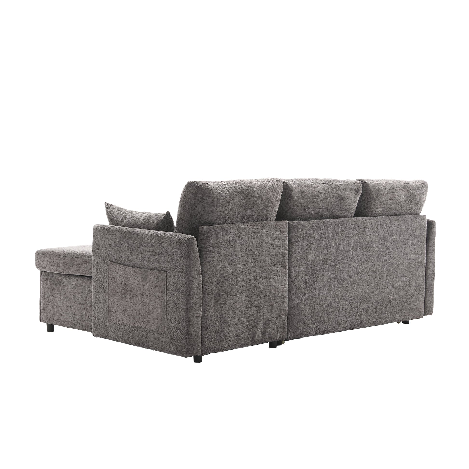 United We Win Furniture, Modular L Shaped Sofa, Modular Long Sofa With Reversible Chaise Lounge, Sofa Bed, Sleeper Sofa, Modular Sofa Combination With Storage Seats. Dark Gray Chenille 3 Seat