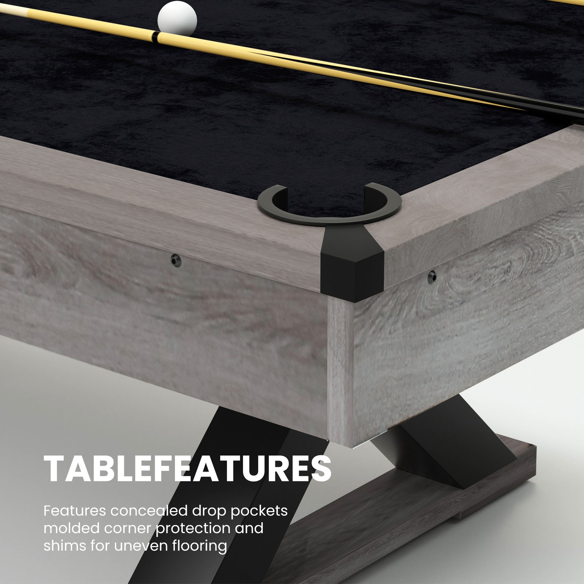 84" Pool Table With Billiard Balls, Cues, Pool