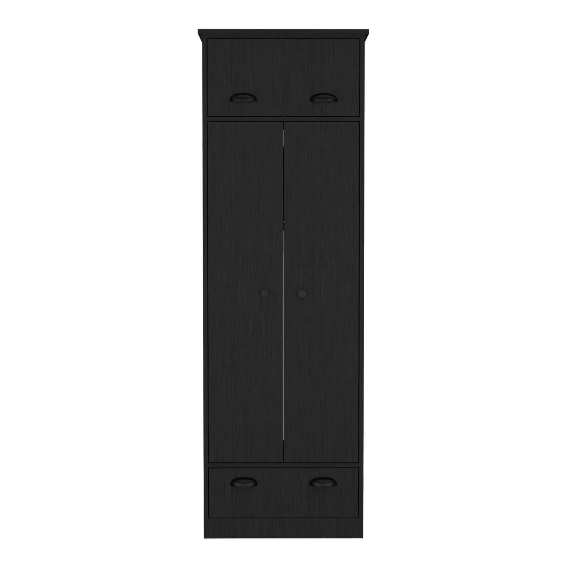 Falkland Armoire With 1 Drawer And 1 Hinged Drawer With Handles Black Bedroom Modern Particle Board