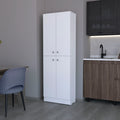 White Pantry Cabinet With 4 Doors And 5 Hidden Shelves White White Shelves Included Wood