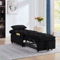 4 In1 Multi Function Single Sofa Bed With Storage Pockets,Tufted Single Pull Out Sofa Bed With Adjustable Backrest And Pillows ,Convertible Chaise Lounge,Black Black Velvet Metal Primary Living Space Medium Soft American Design Armless Foam Velvet 1 Seat