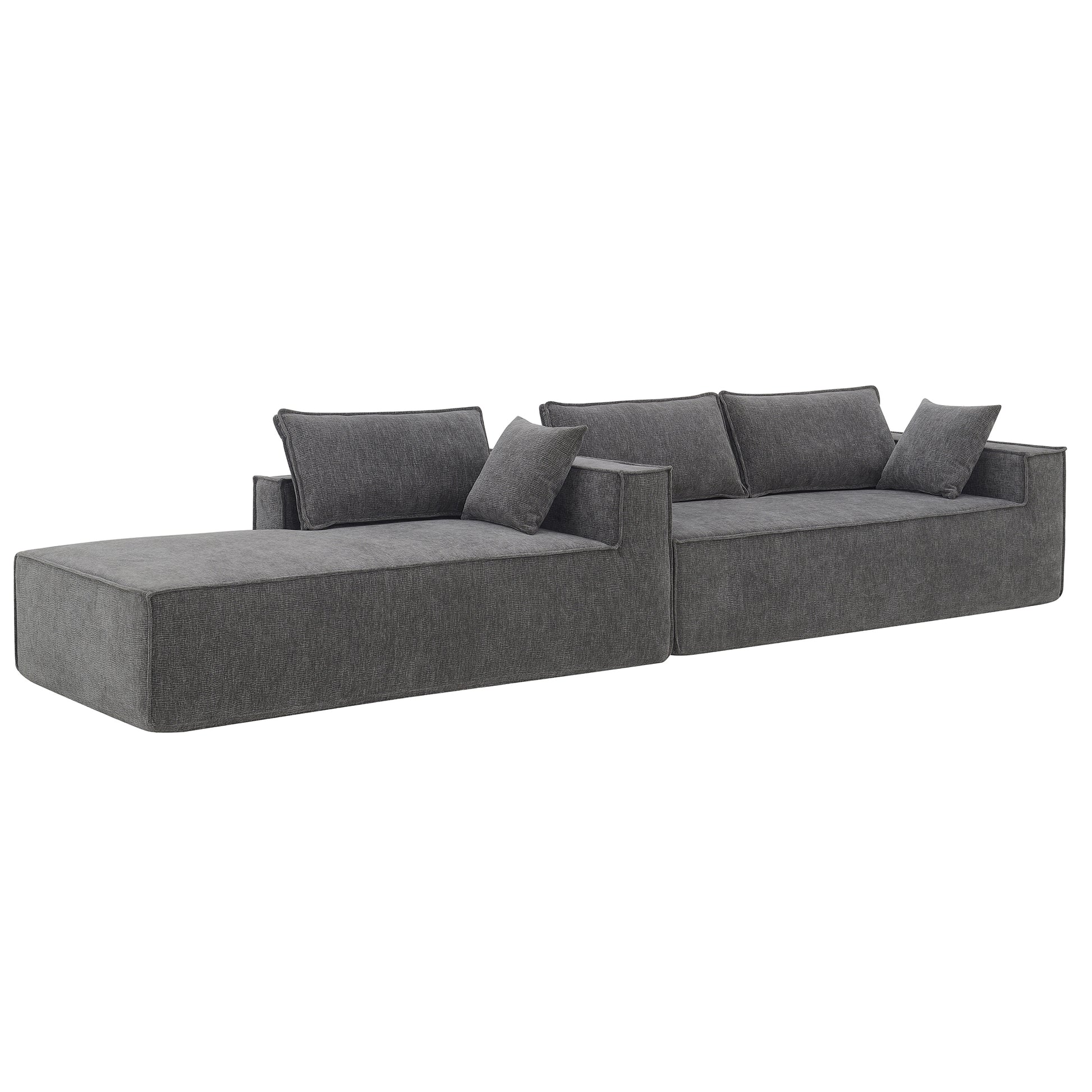 111.5*72"Minimalist Style Modular Sectional Sofa,Wrinkle Resistant Chenille Couch Set,L Shaped Sleeper Sofa Bed For Living Room,2 Pic Free Combination,No Assembly Require,3 Colors Gray Chenille 4 Seat