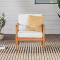 Contemporary Cushioned Eucalyptus Wood Patio Accent Chair Brown Brown Eucalyptus Eucalyptus