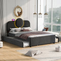 Full Size Upholstered Platform Bed With Multi Functional Led Headboard, Trundle And 2 Drawers, Gray Box Spring Not Required Full Gray Wood Bedroom Upholstered