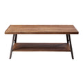 Weathered Oak And Sandy Black Storage Coffee Table Oak Primary Living Space Rustic Pine Shelves Wood Metal