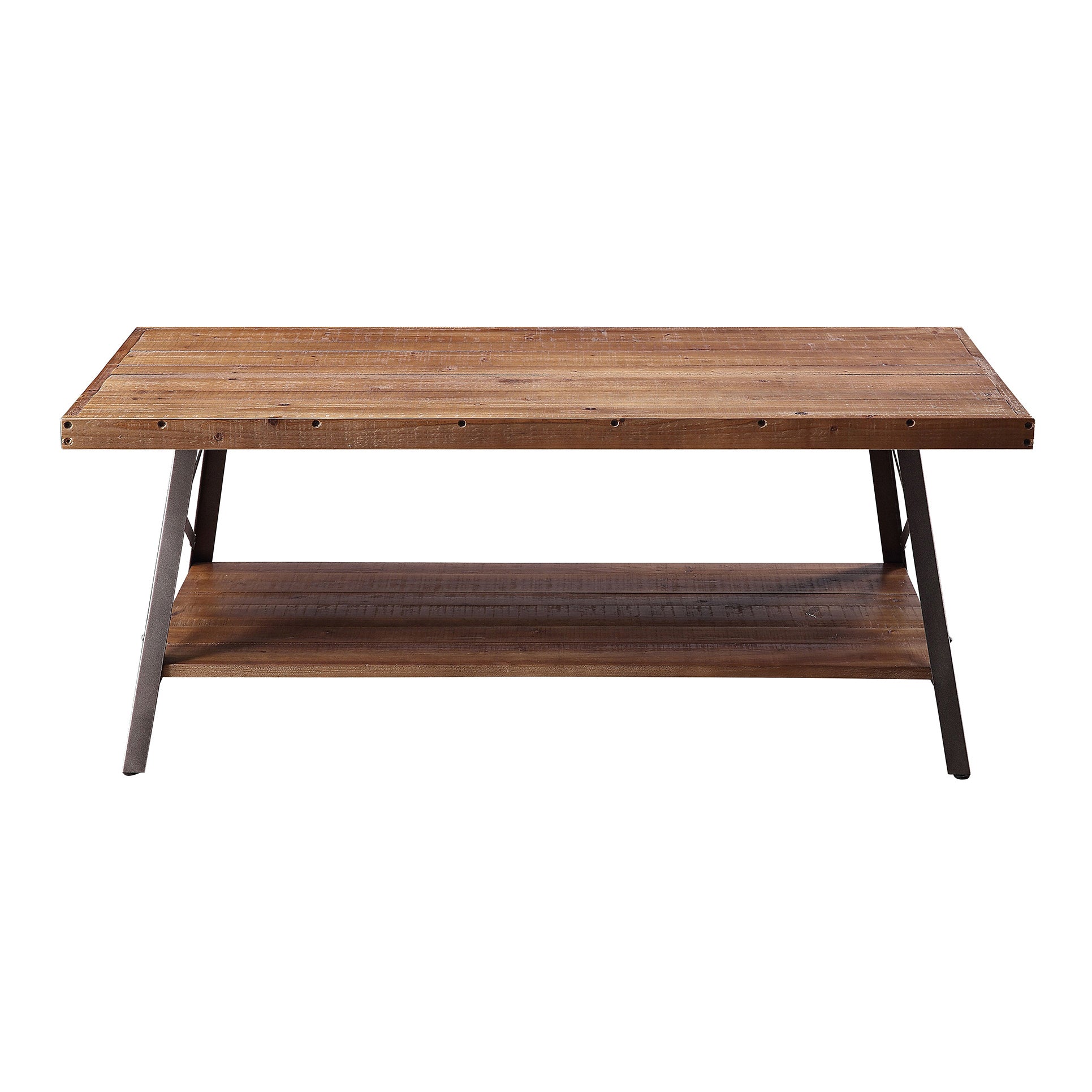 Weathered Oak And Sandy Black Storage Coffee Table Oak Primary Living Space Rustic Pine Shelves Wood Metal