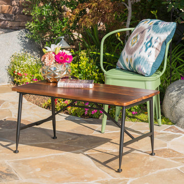 Ocala Industrial Wood Metal Coffee Table Black Acacia Wood