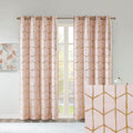 Total Blackout Metallic Print Grommet Top Curtain Panel Only 1 Pc Panel Blush Gold Microfiber