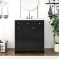 30 Inch Black Bathroom Vanity With Ceramic Sink Combo, Abundant Storage Cabinet 2 Soft Close Doors And Double Tier Deep Drawer Black Bathroom Mdf