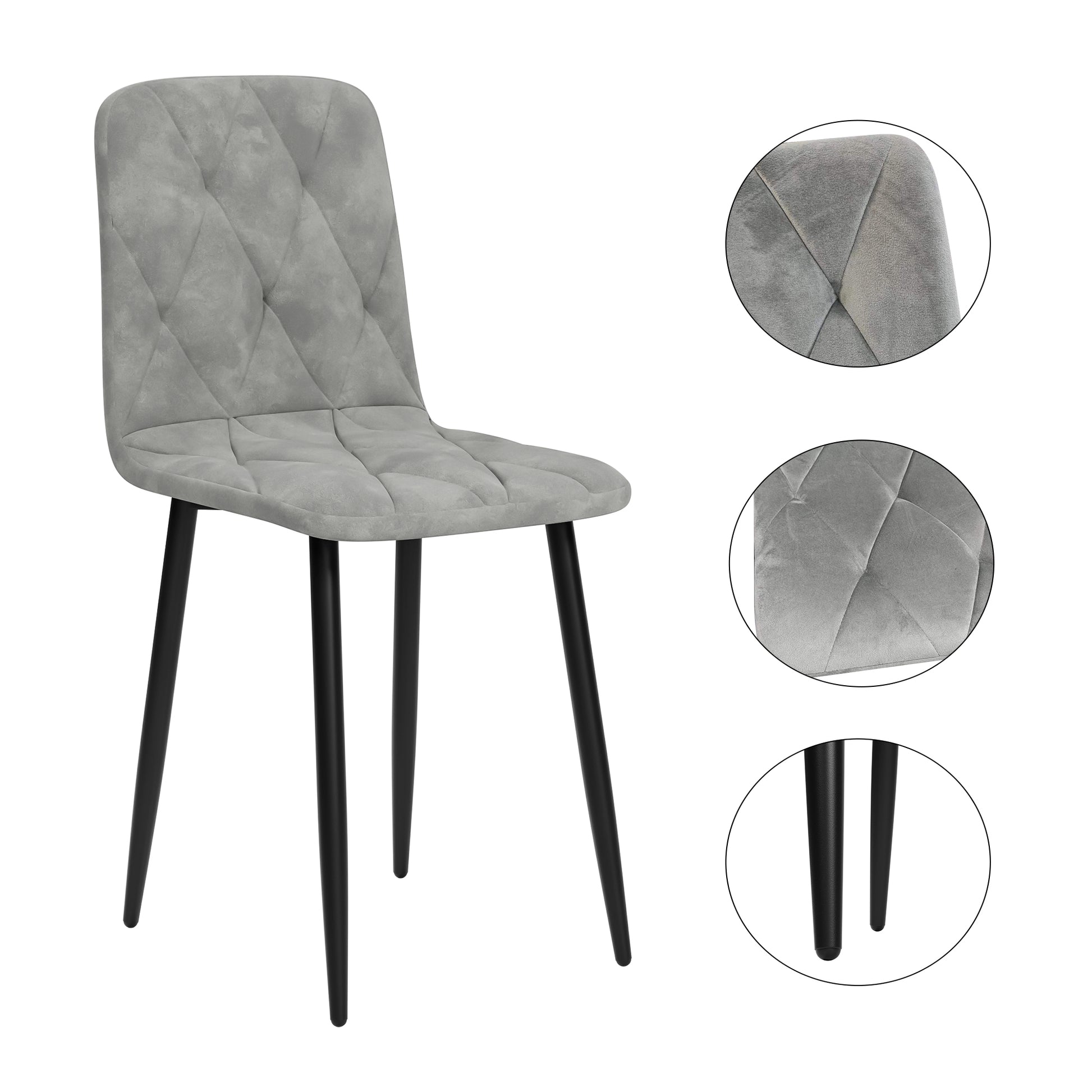 Dining Chairs Set Of 4, Modern Kitchen Dining Room Chairs, Velvet Dining Chair Upholstered Cushion Seat And Sturdy Metal Legs Gray Velvet