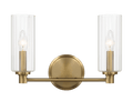 Regal Double Light Vanity With Clear Ribbed Glass Satin Brass Clear,Gold Glass,Metal