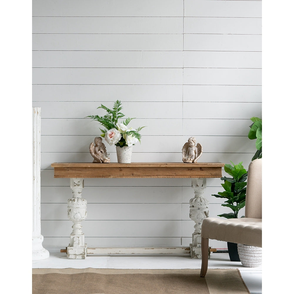 59X18X32" Alcott Buffet Table Brown Antique White Boho,European,Farmhouse,French Country,Rustic Solid Wood Mdf