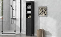 Tall Bathroom Cabinet, Freestanding Storage Cabinet With Drawer, Mdf Board, Adjustable Shelf, Black Black Mdf