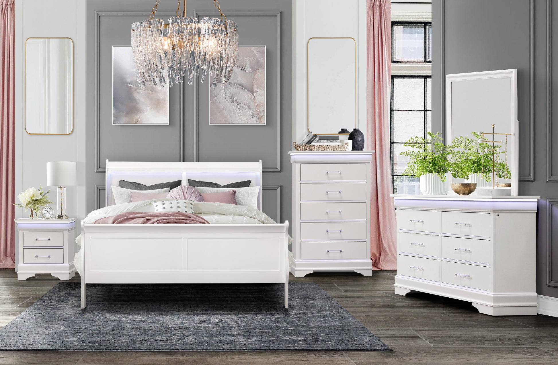 Charlston White Dresser With Led White Solid Wood Mdf Charlston White Dresser With Led White Solid Wood Mdf
