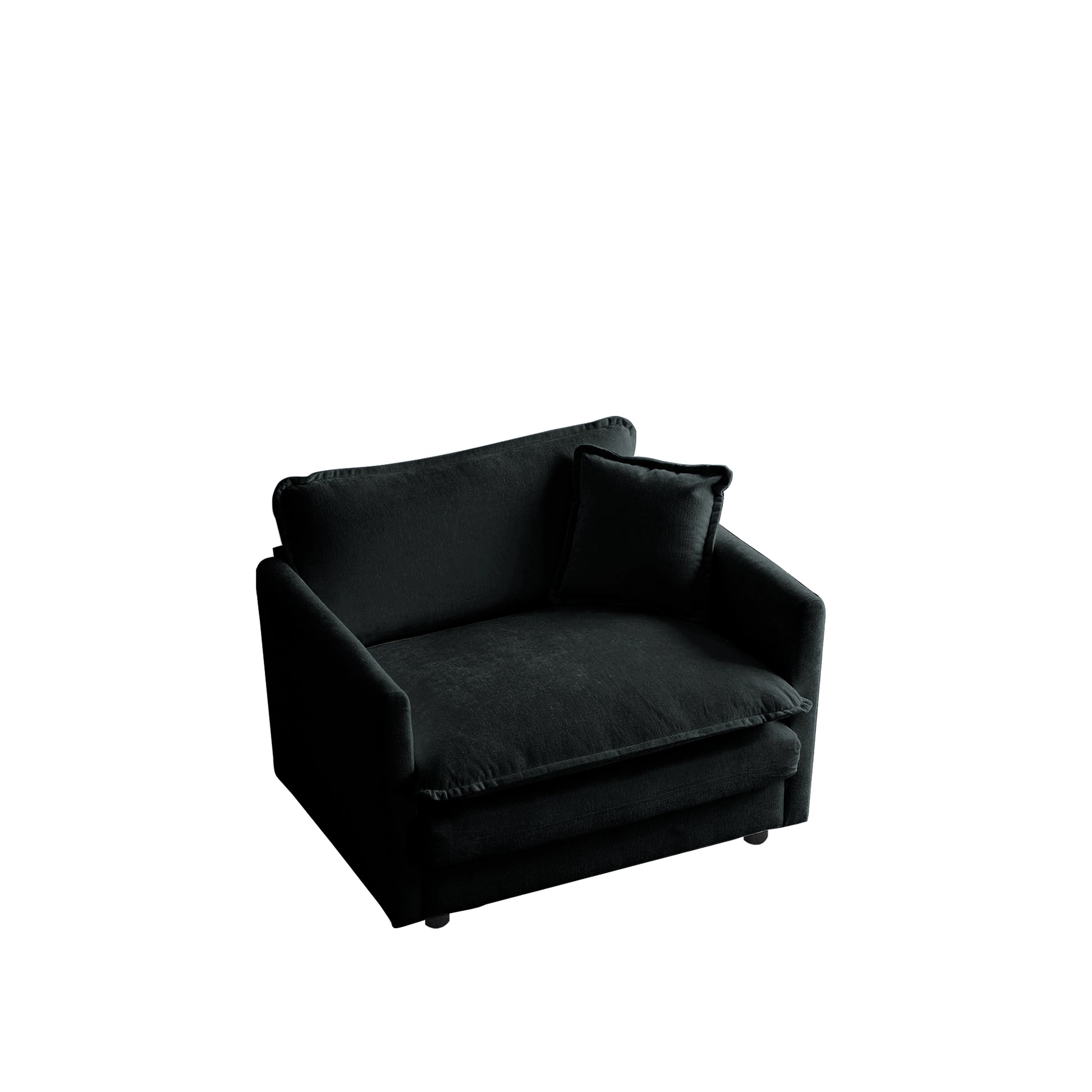 Comfy Deep Single Seat Sofa Upholstered Reading Armchair Living Room Chair Black Chenille Fabric1 Toss Pillow Black Chenille 1 Seat