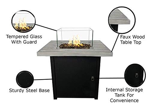 Fibre Reinforced Concrete Propane Fire Pit Table Black Gray Garden & Outdoor Modern Stone Concrete