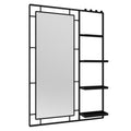 30X44 Ines Modern Vanity Mirror With Multi Functional Shelf, Large Bathroom Mirror, Black Frame Decoration Mirror, Suitable For Bathroom, Living Room, Bedroom Black Metal