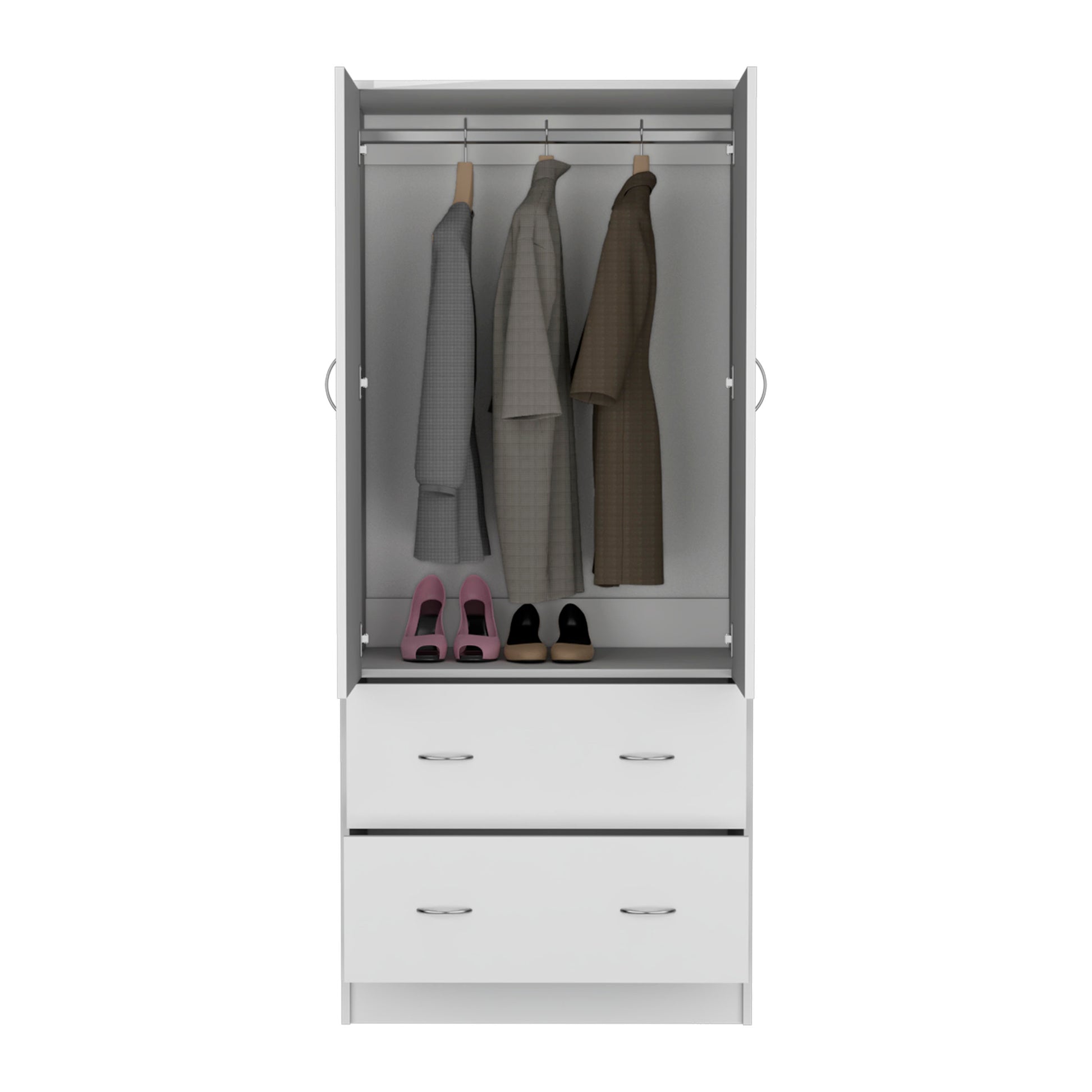 Taly 2 Doors 2 Drawers Armoire White White Bedroom Modern Particle Board