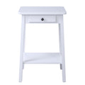 White End Table With Bottom Shelf White Primary Living Space Drawers Rectangular Wood