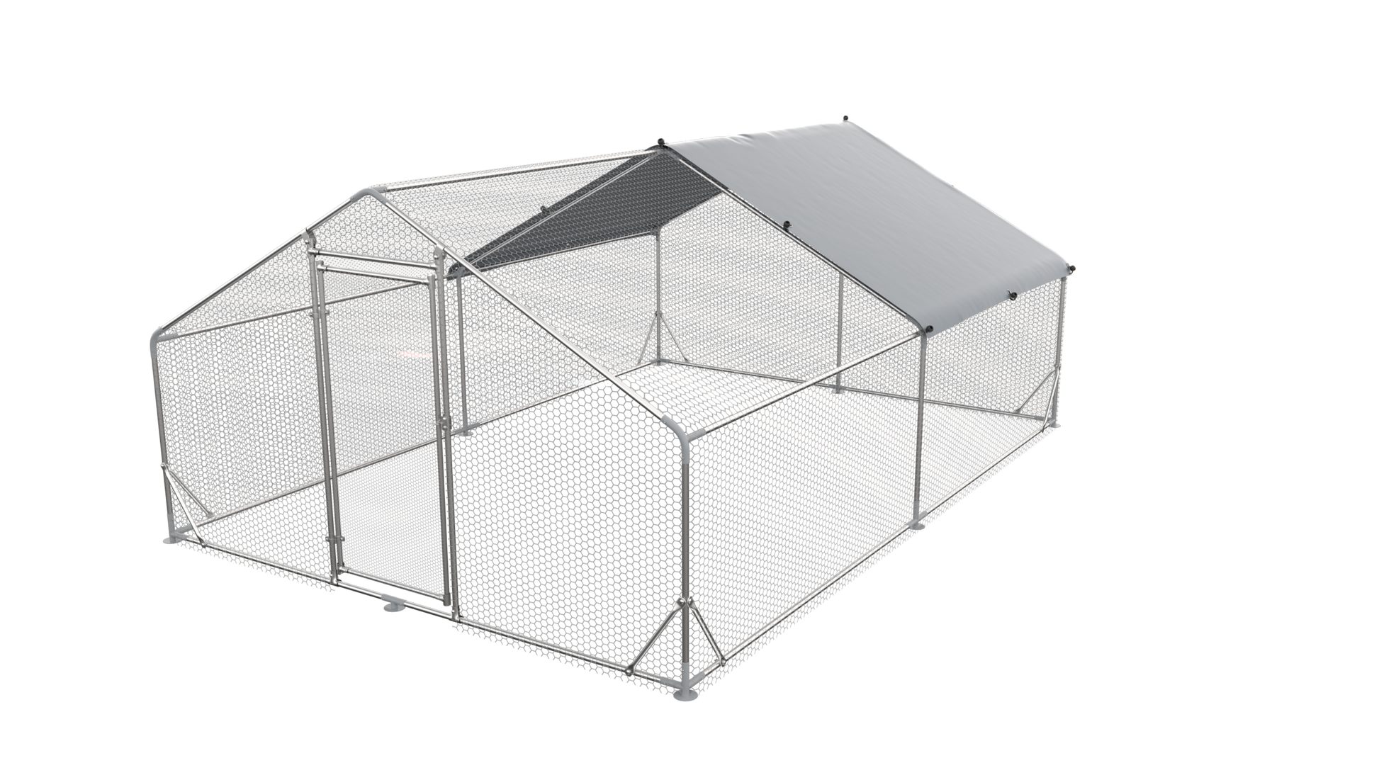 Large Metal Chicken Coop Walk In Poultry Cage Hen Run House Rabbits Habitat Cage Spire Shaped Coop With Waterproof And Anti Ultraviolet Cover 13.1' L X 9.8' W X 6.4' H Silver Metal