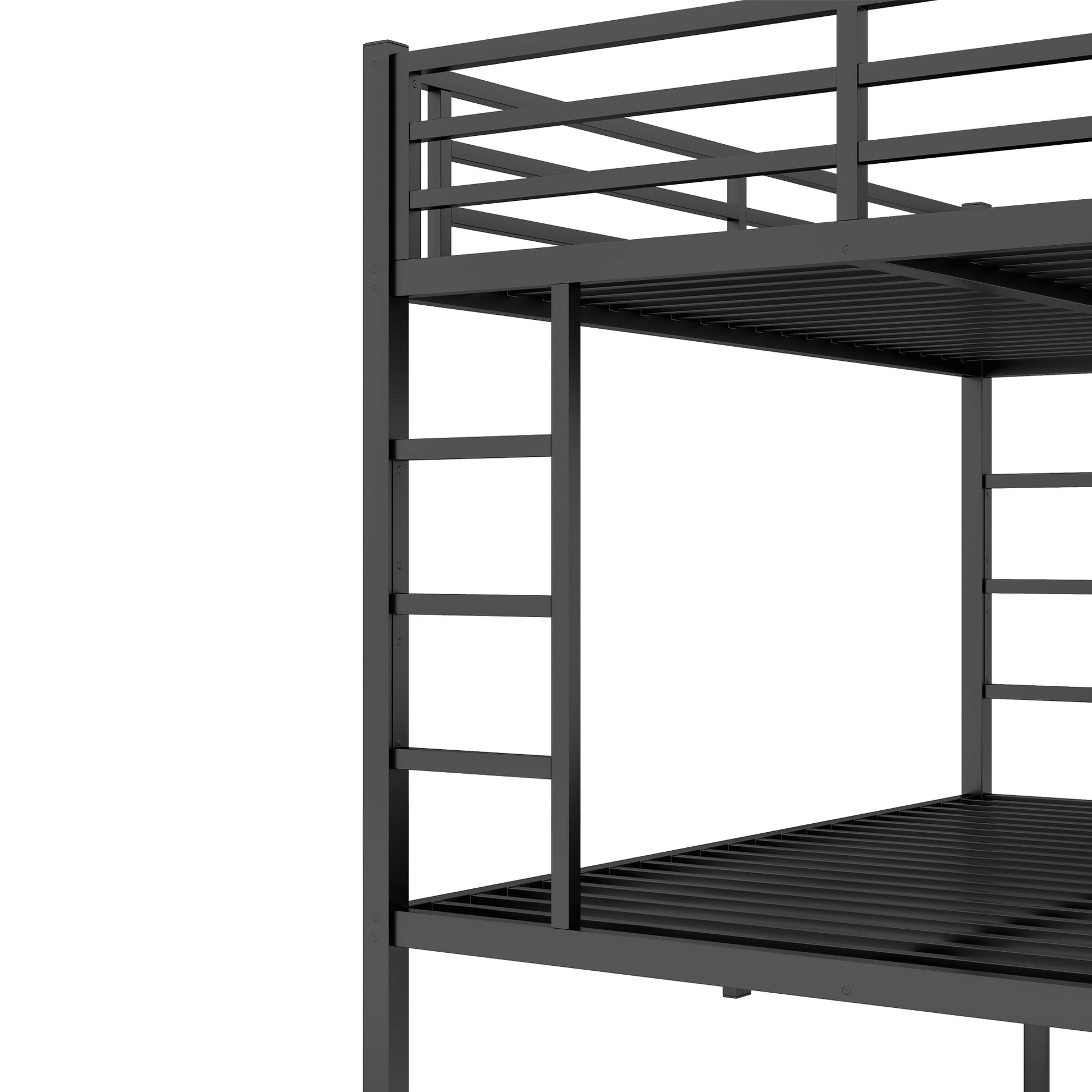 Metal Queen Over Queen Bunk Bed For Teens And Adults,Space Saving Noise Reduced No Box Spring Needed, Black Box Spring Not Required Queen Black Metal