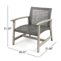 Hampton Wood Wicker Club Chair Grey Black Wood