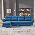 Modern Sofa 3 Seat Couch With Stainless Steel Trim And Metal Legs For Living Room,Package Compression Sofa Technology,Navy Blue Navy Blue Foam 5 Seat