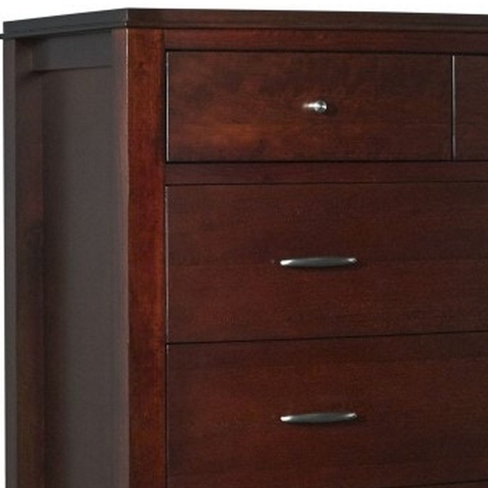 Wooden Seven Drawer Chest With Tapered Feet, Cinnamon Brown Brown Wood Metal