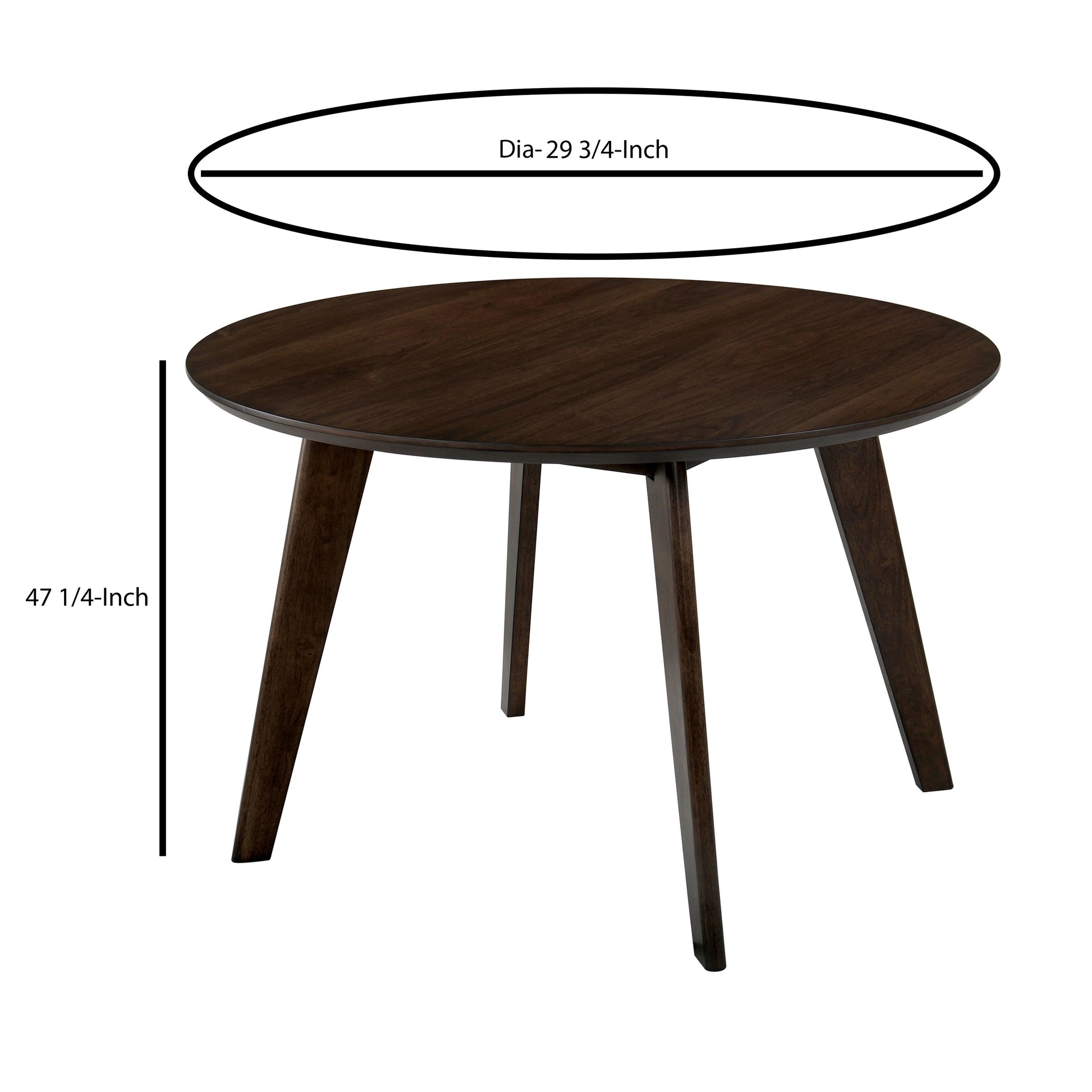 Round Wooden Dining Table With Fin Style Leg Support, Walnut Brown Brown Solid Wood