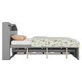 Full Size Wooden Led Platform Bed With Trundle, With Storage Headboard, With Drawers, Gray Full Gray Plywood