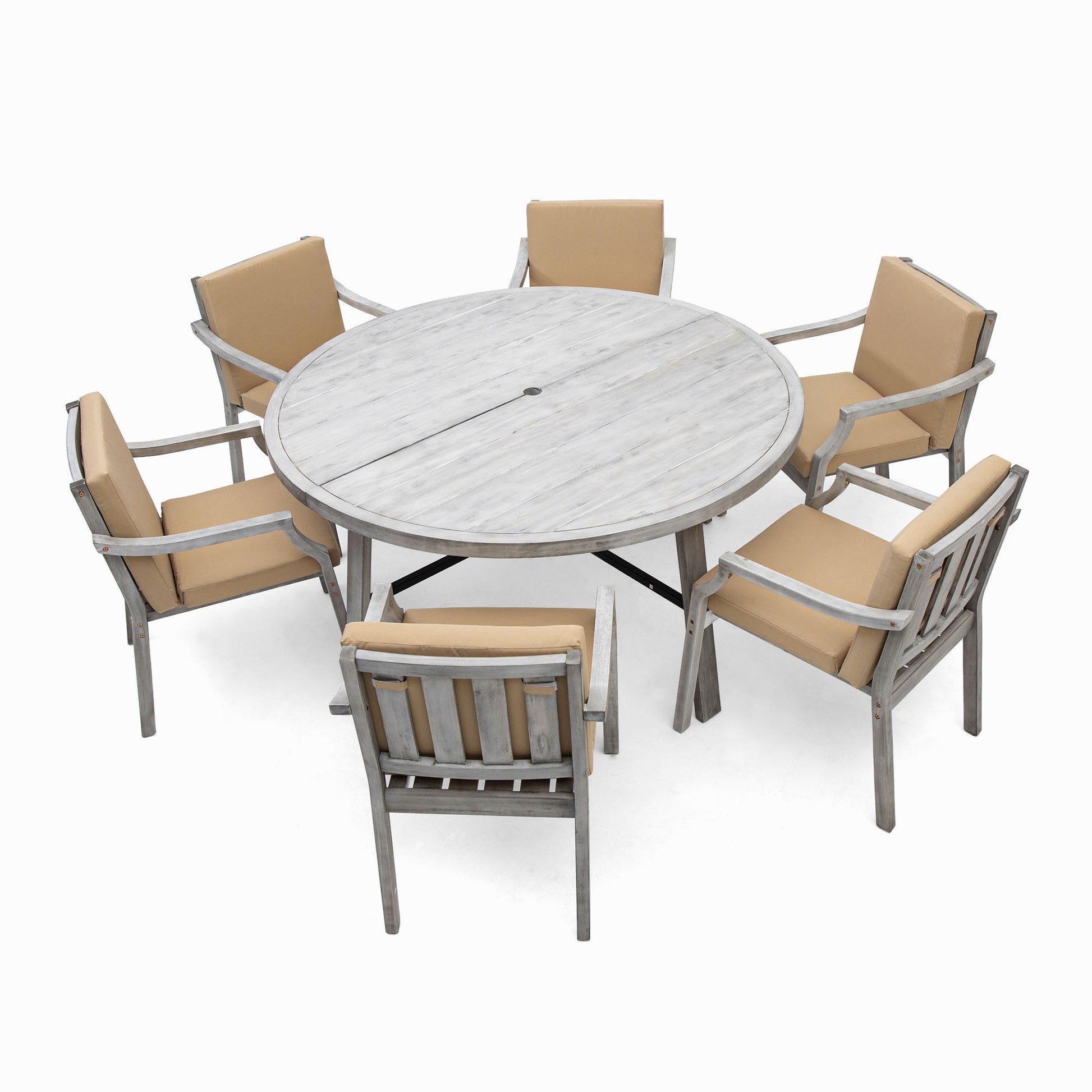 Outdoor Dinning Set 6 Person Outdoor Wooden Dinning yes-grey-weather resistant frame-water resistant