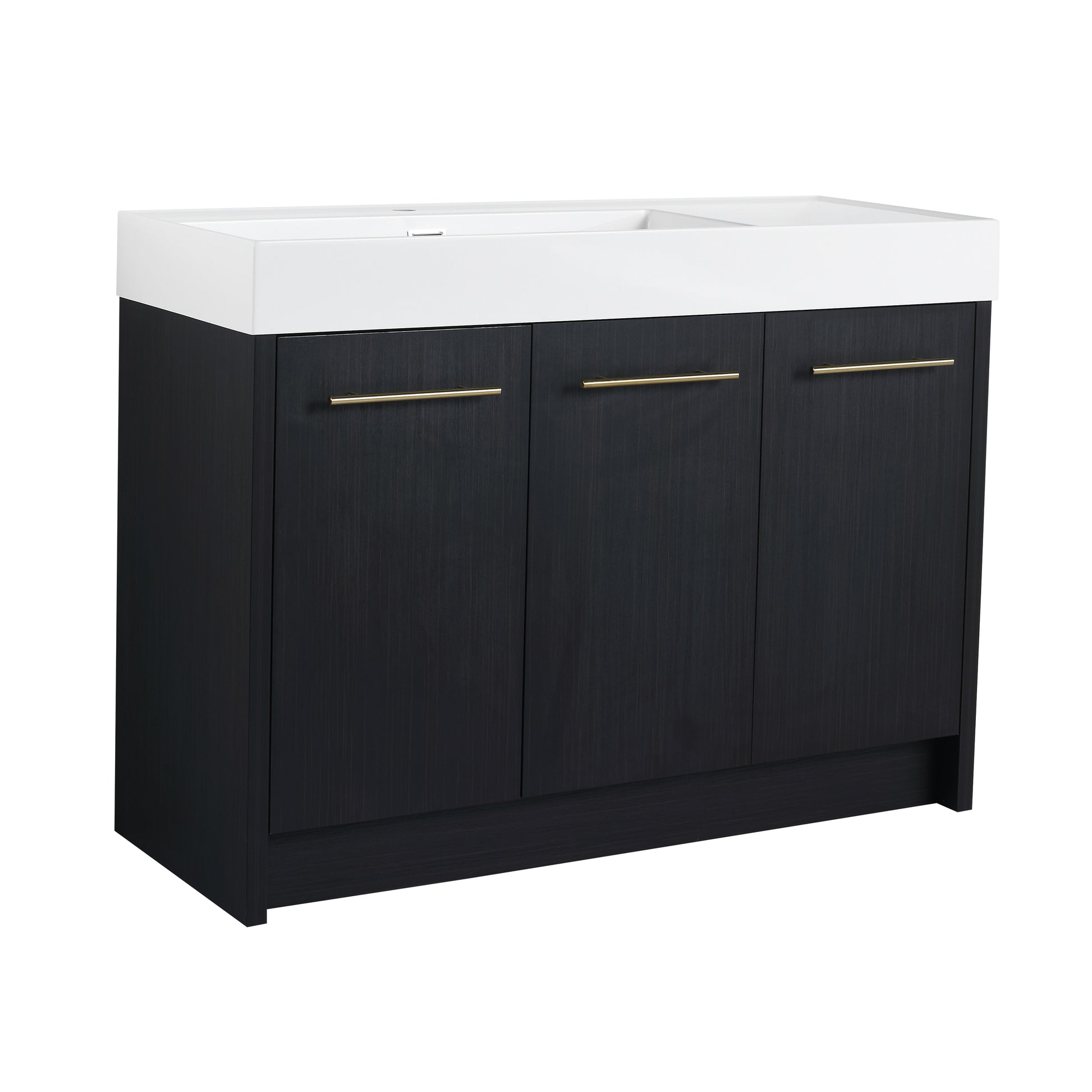 48 Inch Freestanding Bathroom Vanity With Resin Sink, With Soft Closing Door, Kd Package Black Chestnut Bathroom Modern Plywood