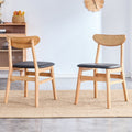 The Stylish And Durable Solid Wood Dining Chair, Small Curved Back, Pu Cushion, And Beautiful Shape Match Perfectly With Any Room And Everyday Use Wood Set Of 2 Rubber Wood