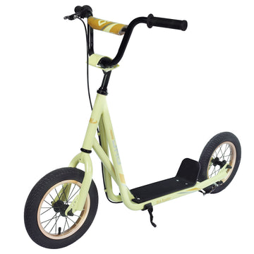 Youth Scooter Kick Scooter For Kids 6 With Adjustable Handlebar, 12 Inch Inflatable Wheels ,Widened Non Slip Footboard Cycling Light Yellow Garden & Outdoor Carbon Steel