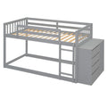 Twin Over Twin Bunk Bed With 4 Drawers And 3 Shelves Gray Twin Gray Solid Wood