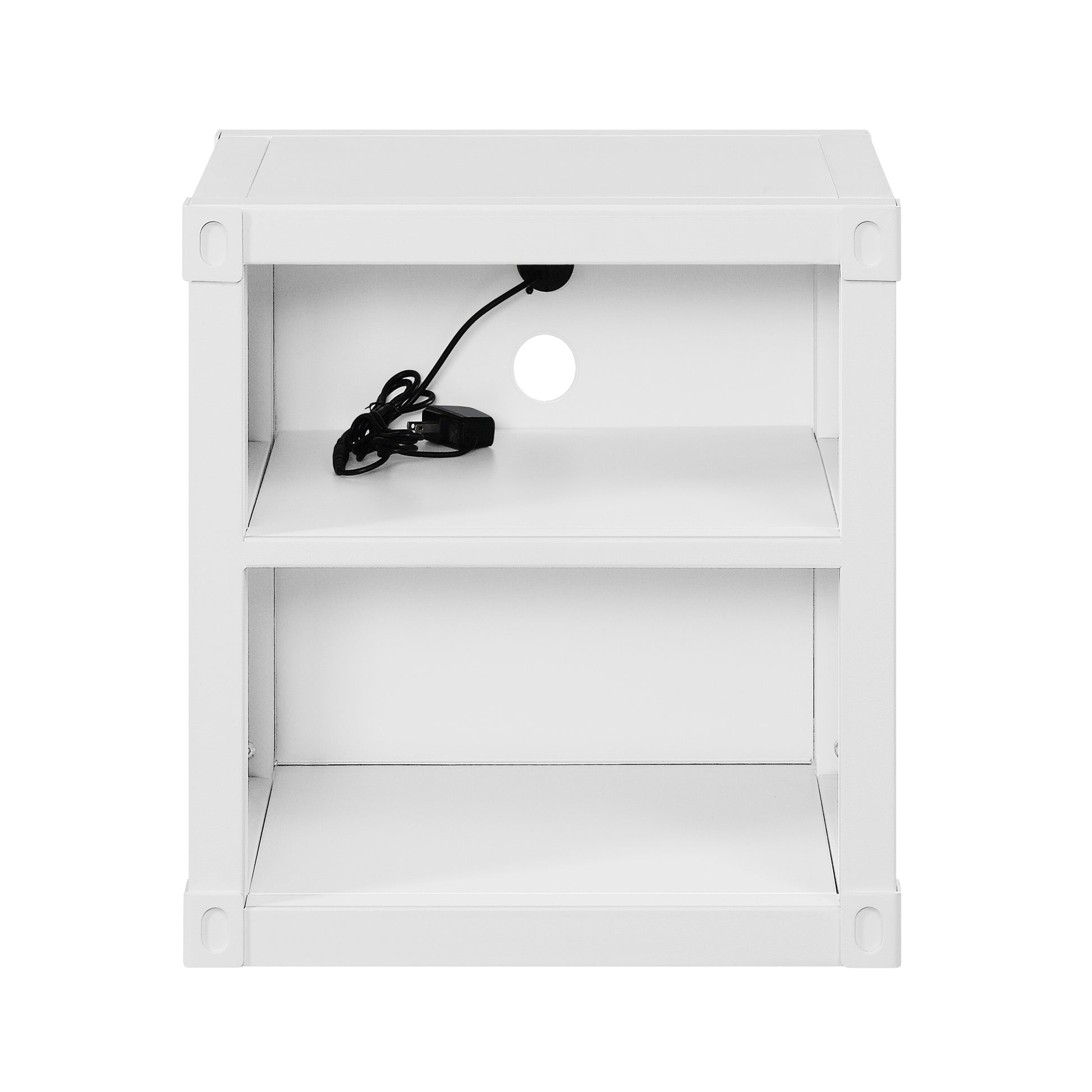 White Nightstand With Open Shelf White Bedroom Contemporary Shelf Metal