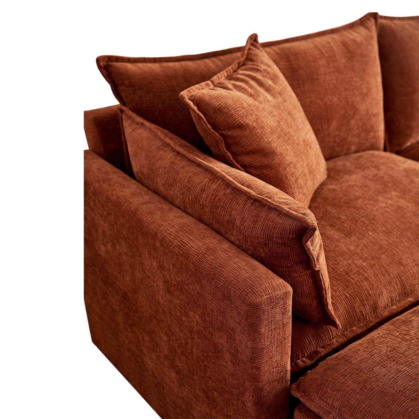 142.52"Modern Chenille U Shaped Sectional Sofa With Convertible Chaise, Comfy Cloud Couch Deep Sectional Sofa With Ottomans For Living Room Orange Wood Foam Chenille 4 Seat