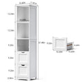 Bathroom Tall Storage Cabinet, Slim Free Standing Cabinet With 3 Drawers And 2 Shelves,Floor Cabinet For Small Space, 11.8